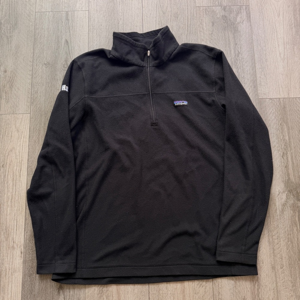 Patagonia Mens L Black Synchilla Fleece Quarter Zip Pullover Hays Logo